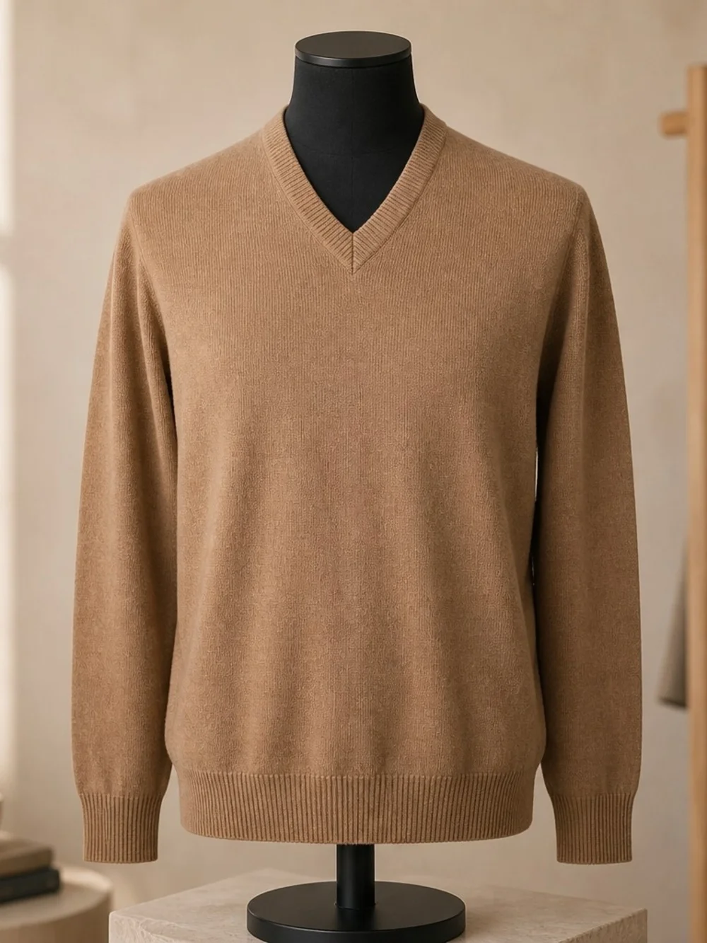 Banana Republic Sweater Mens Large Brown 100% Merino Wool V Neck Pullover Knit